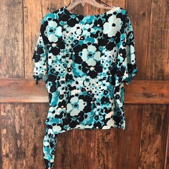 Michael Kors Sz S Turquoise Springtime Floral Relaxed Side Tie Kimono Top - Picture 6 of 8